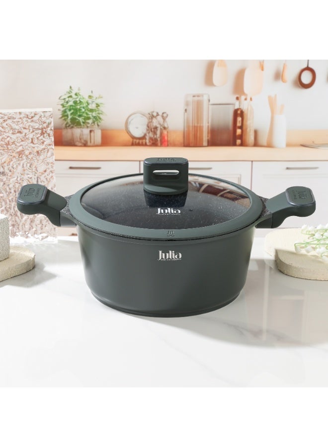 جوليا قِدر جوليا  إيليت برو 20 سم مع غِطاء - أخضر - جرانيت أسود غير لاصق - يدعم الحث الحراري - Image 1